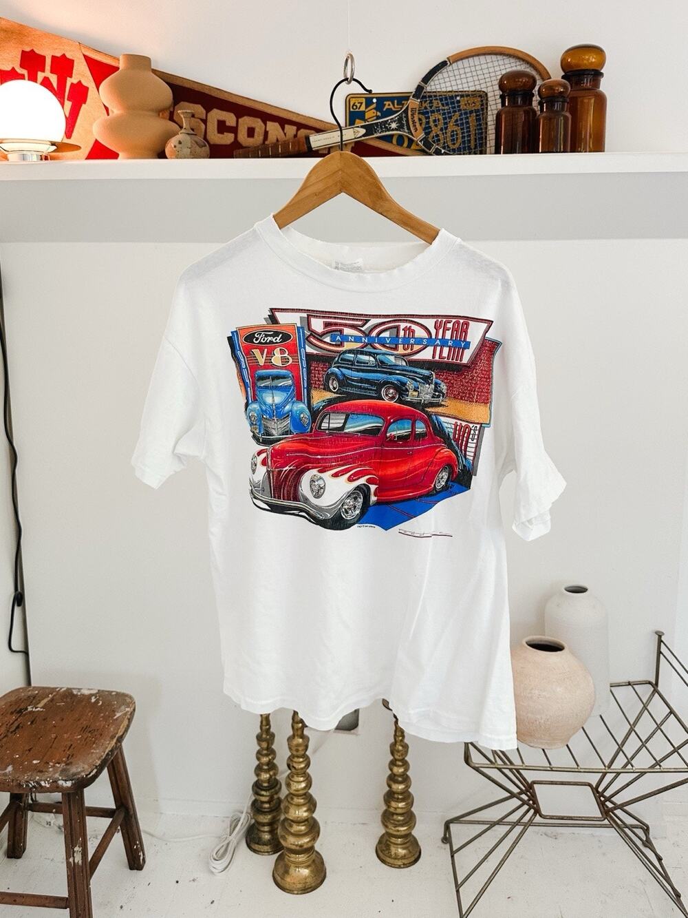 Vintage Single Stitch 50th Anniversary Ford V8 T-Shirt XL